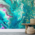 Aqua Swirl Marbleized Wall Mural