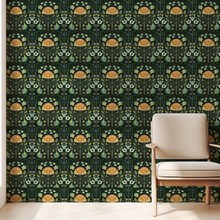 Art Nouveau Garden (Darkest Green)
