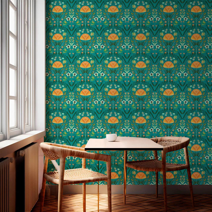 Art Nouveau Garden (Teal)